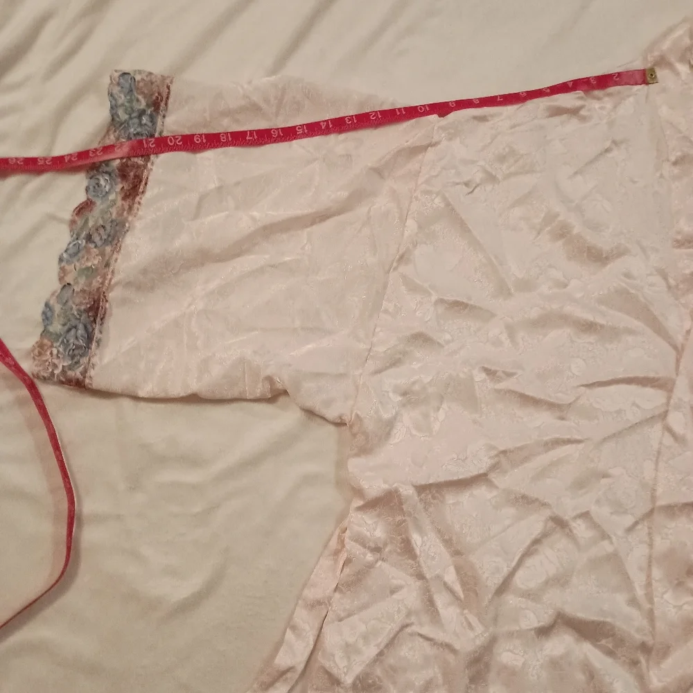 Vintage Wendy Ann Pink Satin And Lace Peignoir Robe And Nightgown Set Size 1X-2X
